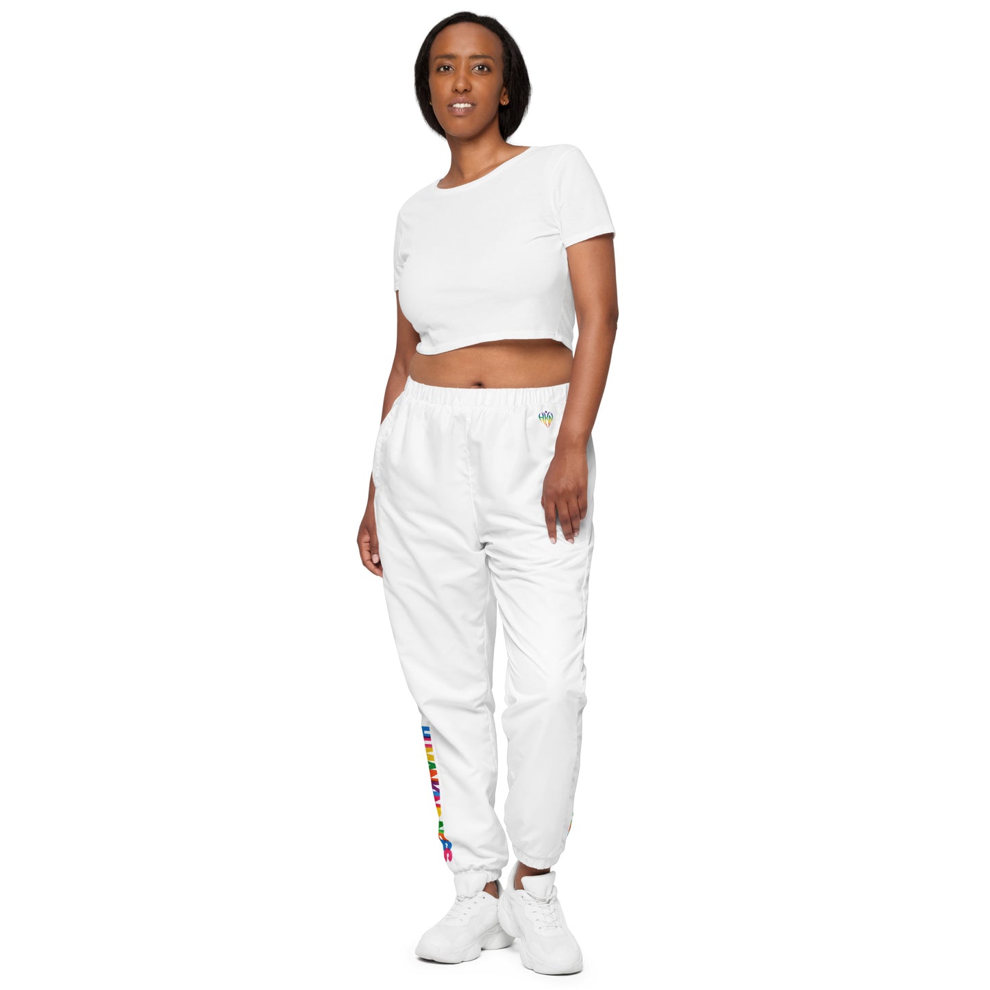 HUMANKIND-NESS White Track Pants