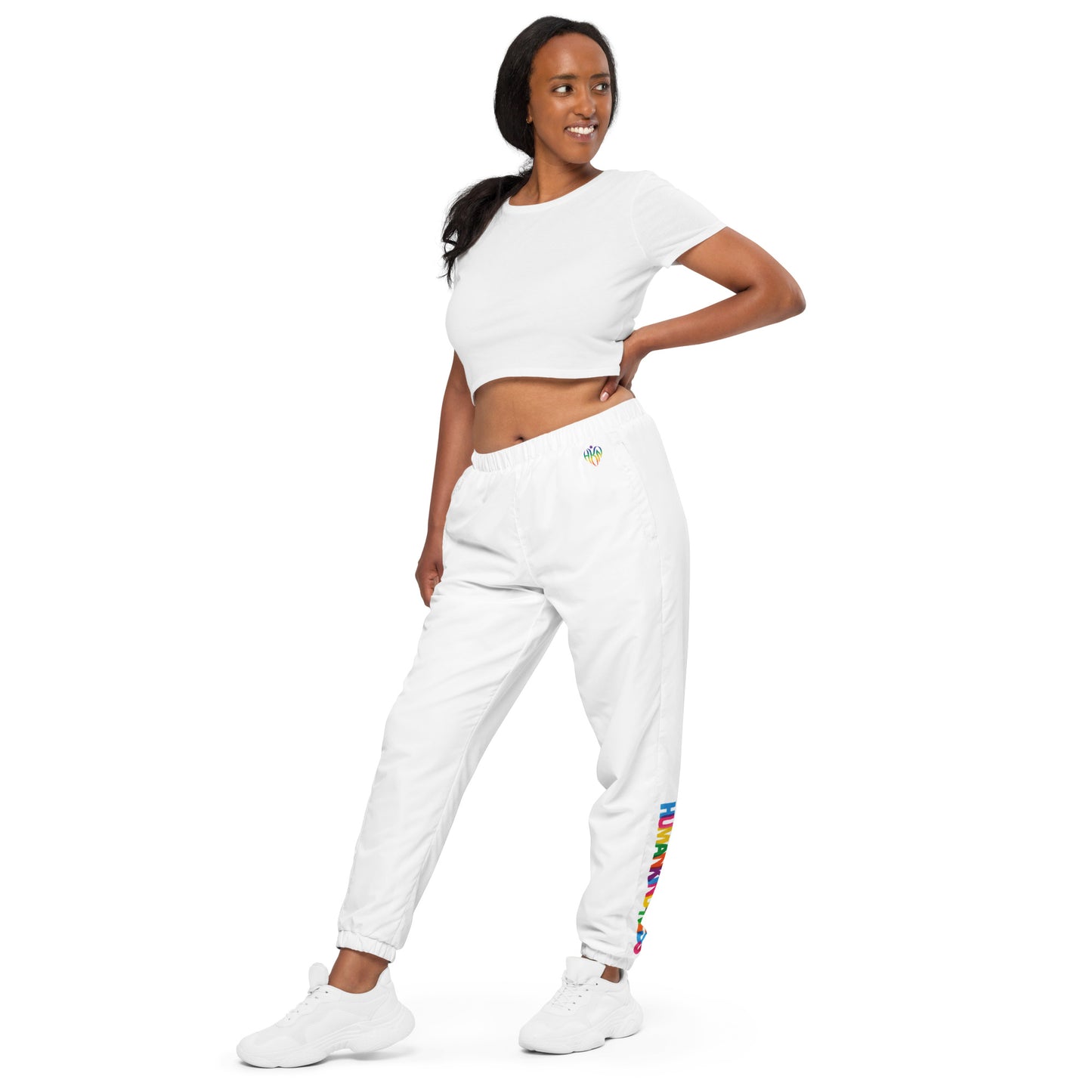 HUMANKIND-NESS White Track Pants